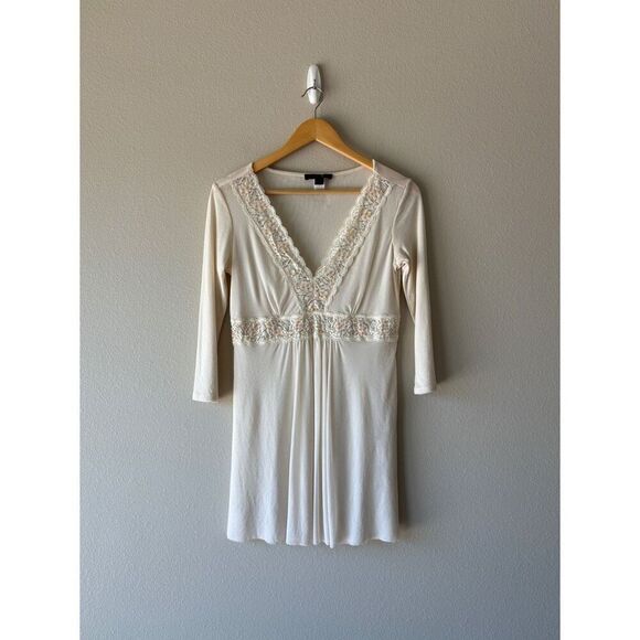 express y2k ivory sheer lace babydoll top - Picture 1 of 6